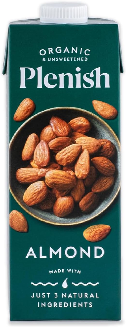 Plenish Unsweetened Organic Almond Milk 1L (Pack of 8)