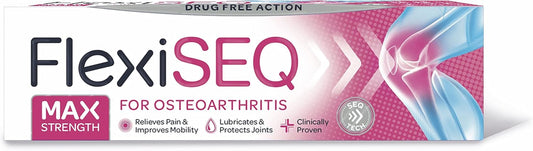FlexiSEQ Max Strength 50g Gel, Topical Gel for Osteoarthritis, Drug Free, for All synovial Joints (HIPS, Knees, Shoulders, Hands, feet etc)