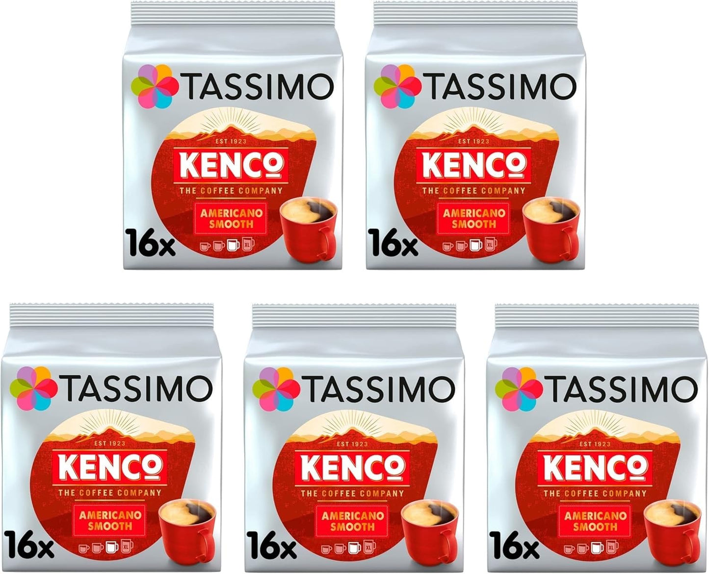 Tassimo Kenco Americano Grande XL Coffee Pods x16 (Pack of 5, Total 80 Drinks)