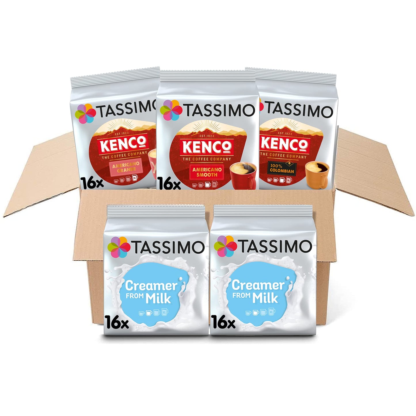 Tassimo Kenco Americano Grande XL Coffee Pods x16 (Pack of 5, Total 80 Drinks)