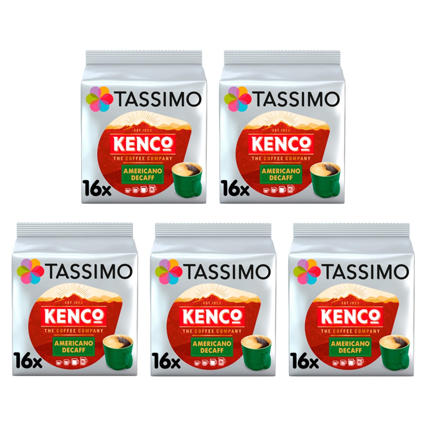 Tassimo Kenco Americano Grande XL Coffee Pods x16 (Pack of 5, Total 80 Drinks)