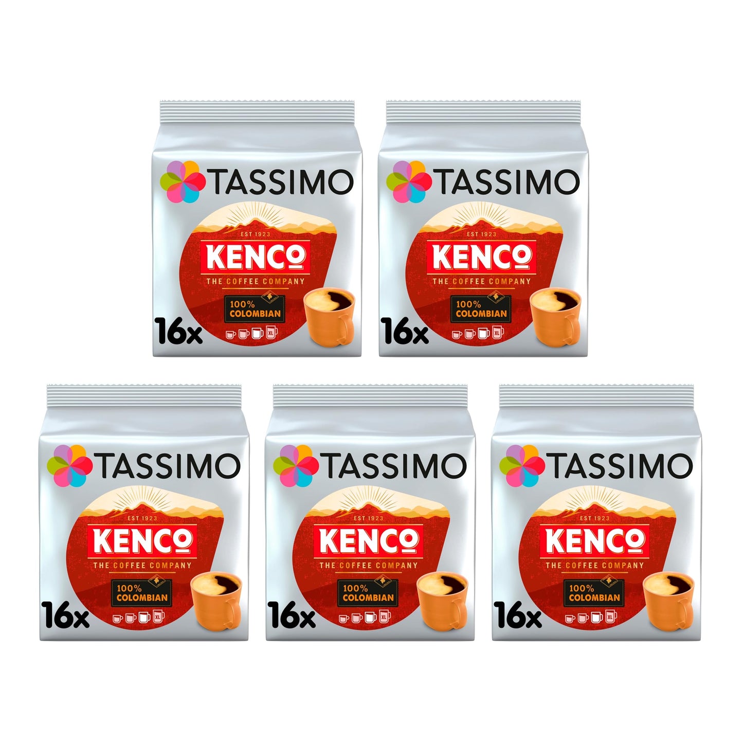 Tassimo Kenco Americano Grande XL Coffee Pods x16 (Pack of 5, Total 80 Drinks)