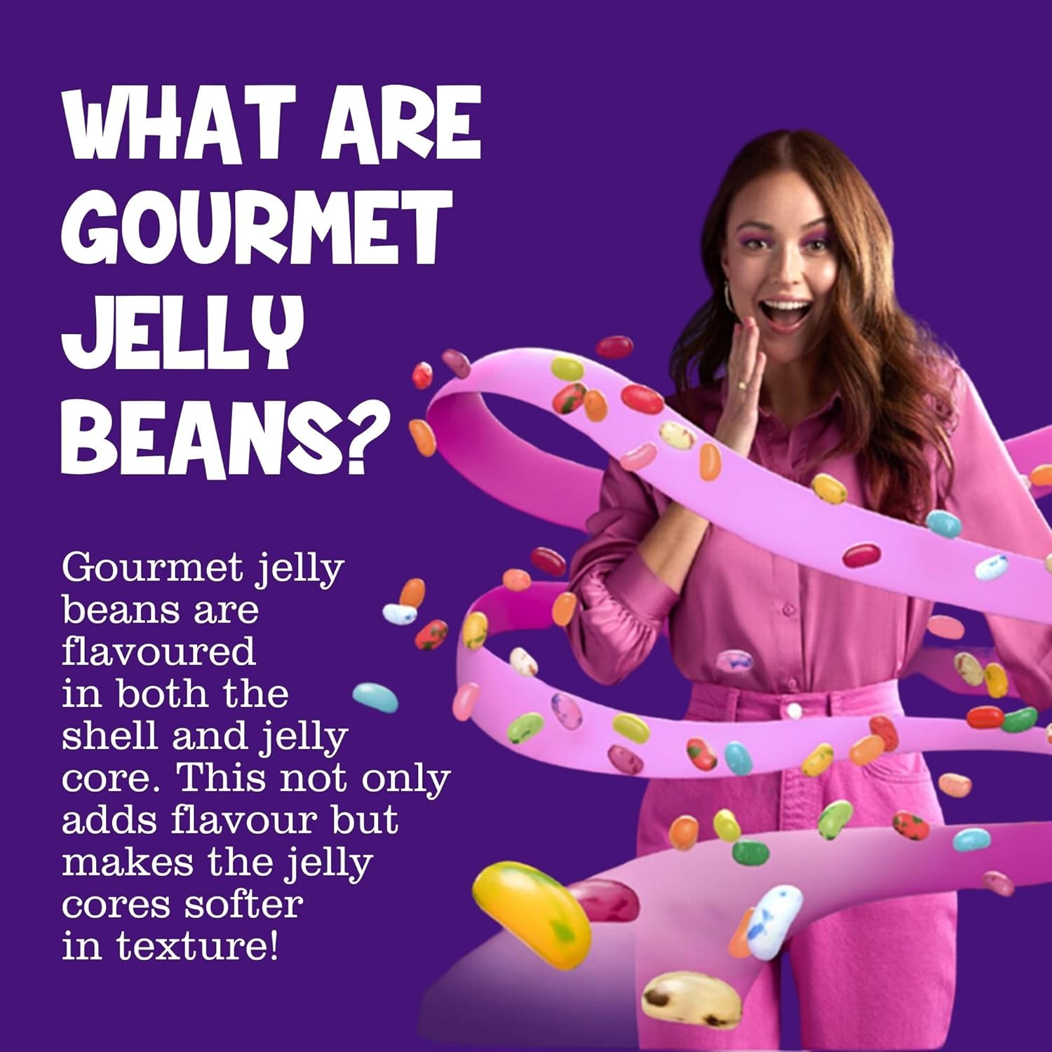 The Jelly Bean Factory, Jelly Beans Gift 1.4 KG Tub, Bulk Gluten Free Sweets - 36 Natural, Huge Flavour Fruit Jellies, Chewy, Retro American Sweets for Kids, Adults - Gourmet Pick and Mix Jellybeans